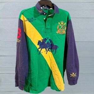 VTG Ralph Lauren Long Sleeve Polo Shirt PRL Bleecker Classic Large